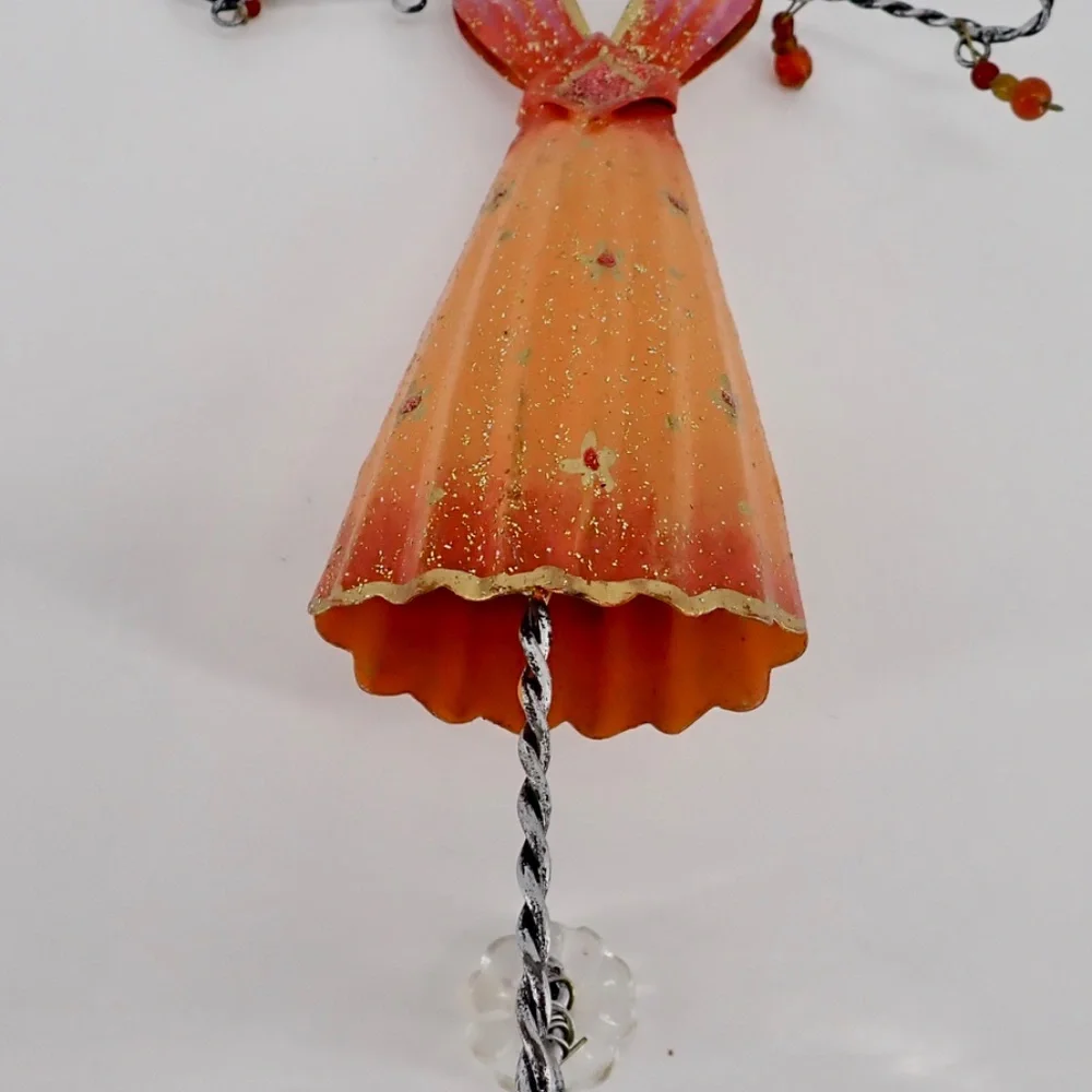 Lady in Orange Dress Mountable Metal Decorative Wall Hanger with Single Hook